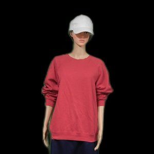 HANES Vintage Red Long Sleeve Pullover Sweatshirt ~ Large